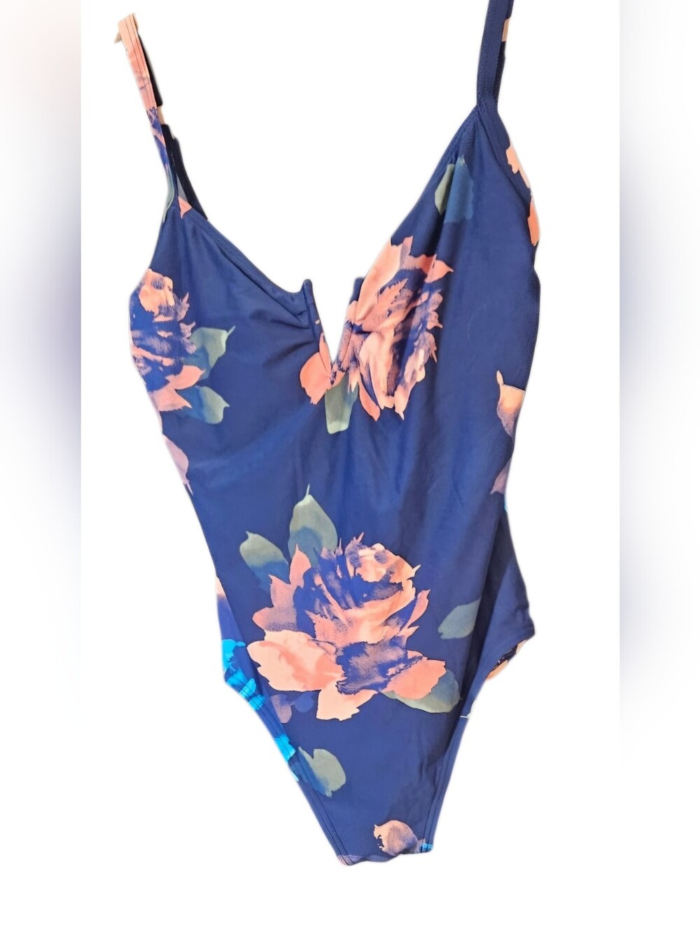 Vince Camuto Navy Swinsuit with Peach Floral Accent Size 12 EUC - Picture 2 of 9